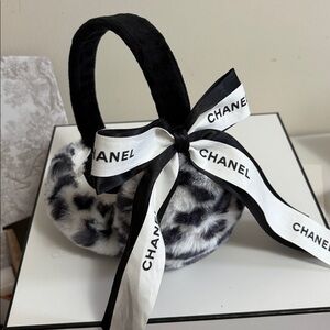 Chanel Ribbon Black Fur Earmuffs